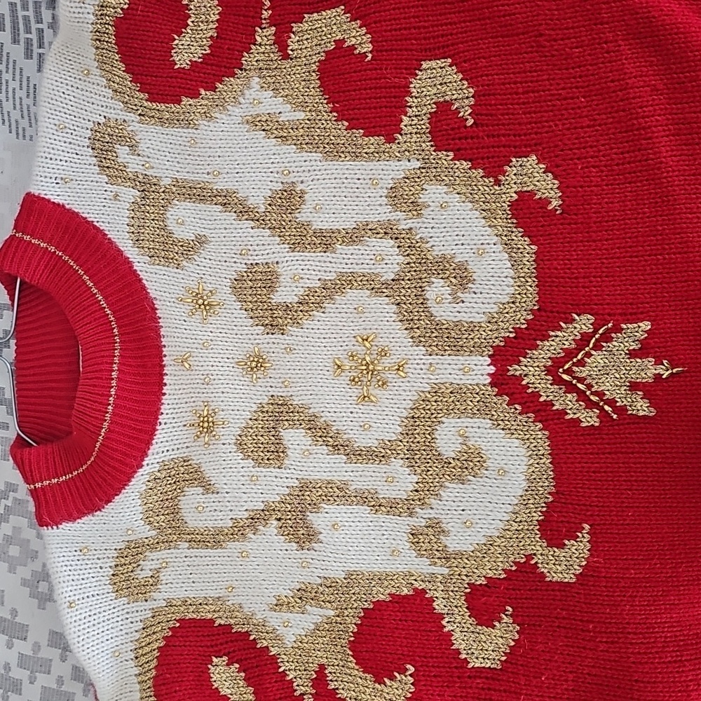 Red and Gold Women's Sweater - Picture 5 of 5